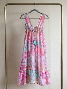 Z&L Anthropologie Sheer Tropical Maxi Beach Cover Up Size Small